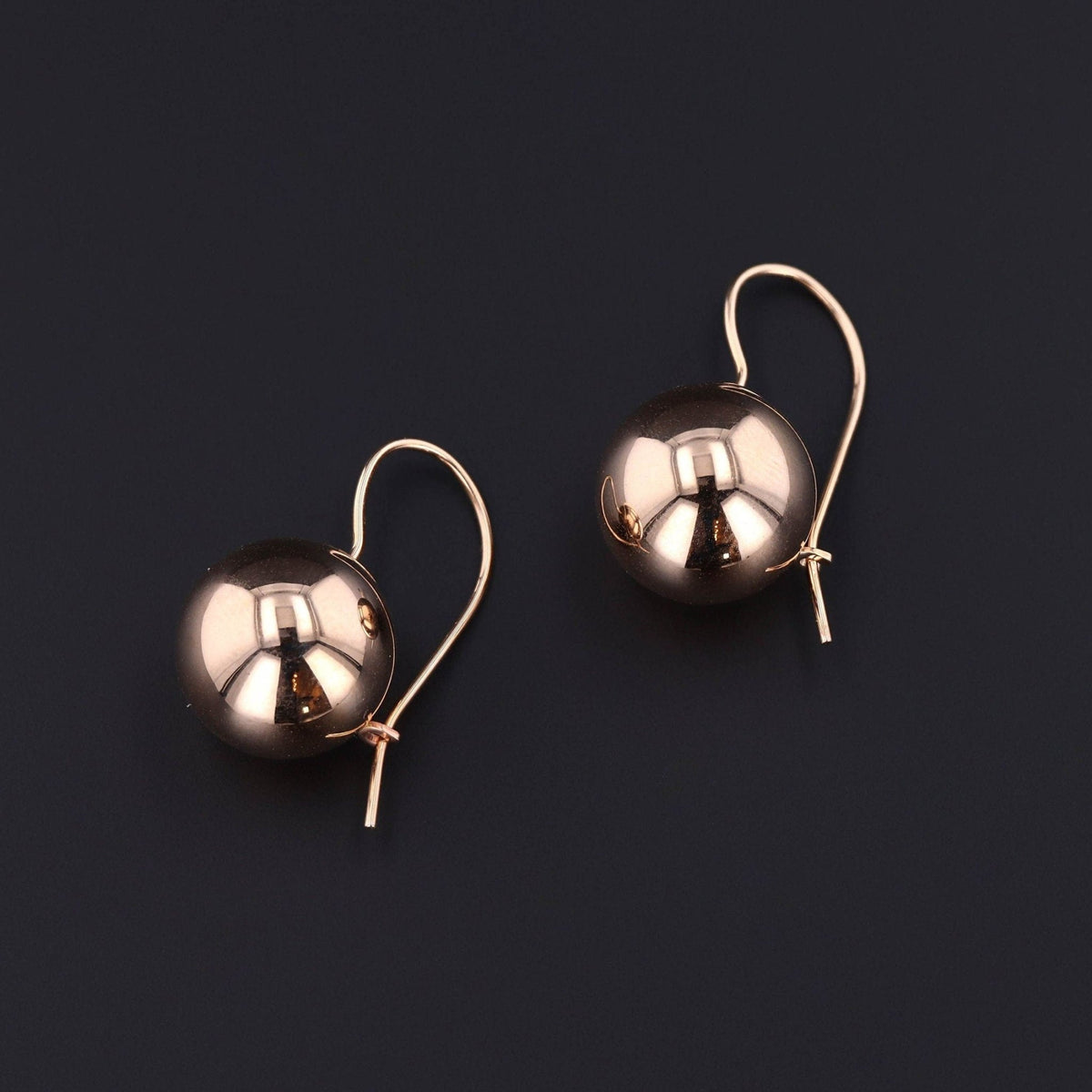 Vintage 14k Gold Ball Dangle Earrings - Trademark Antiques