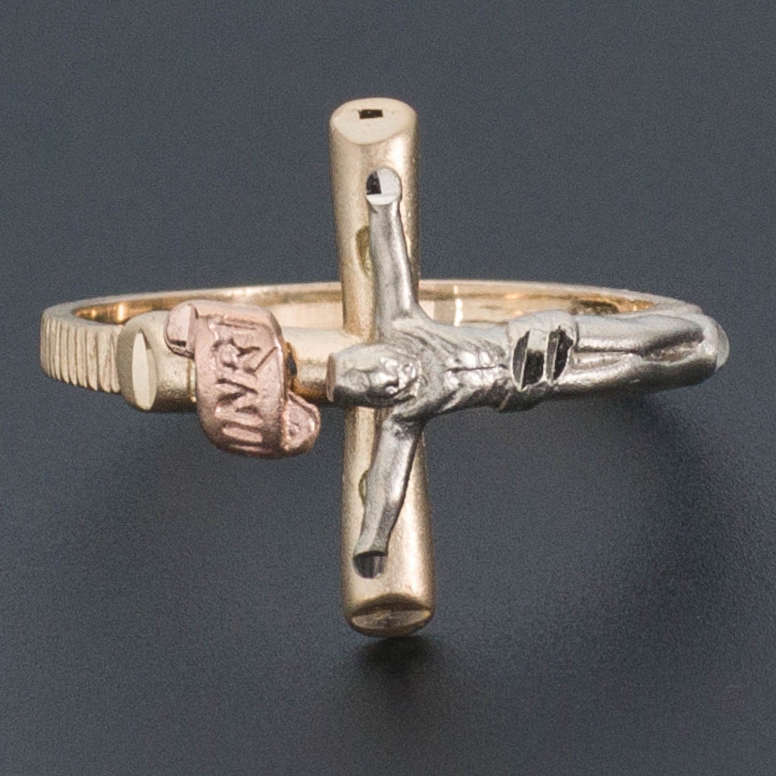 Vintage 14k Gold Crucifix or Cross Ring | Sideways or Side Cross Ring - Trademark Antiques