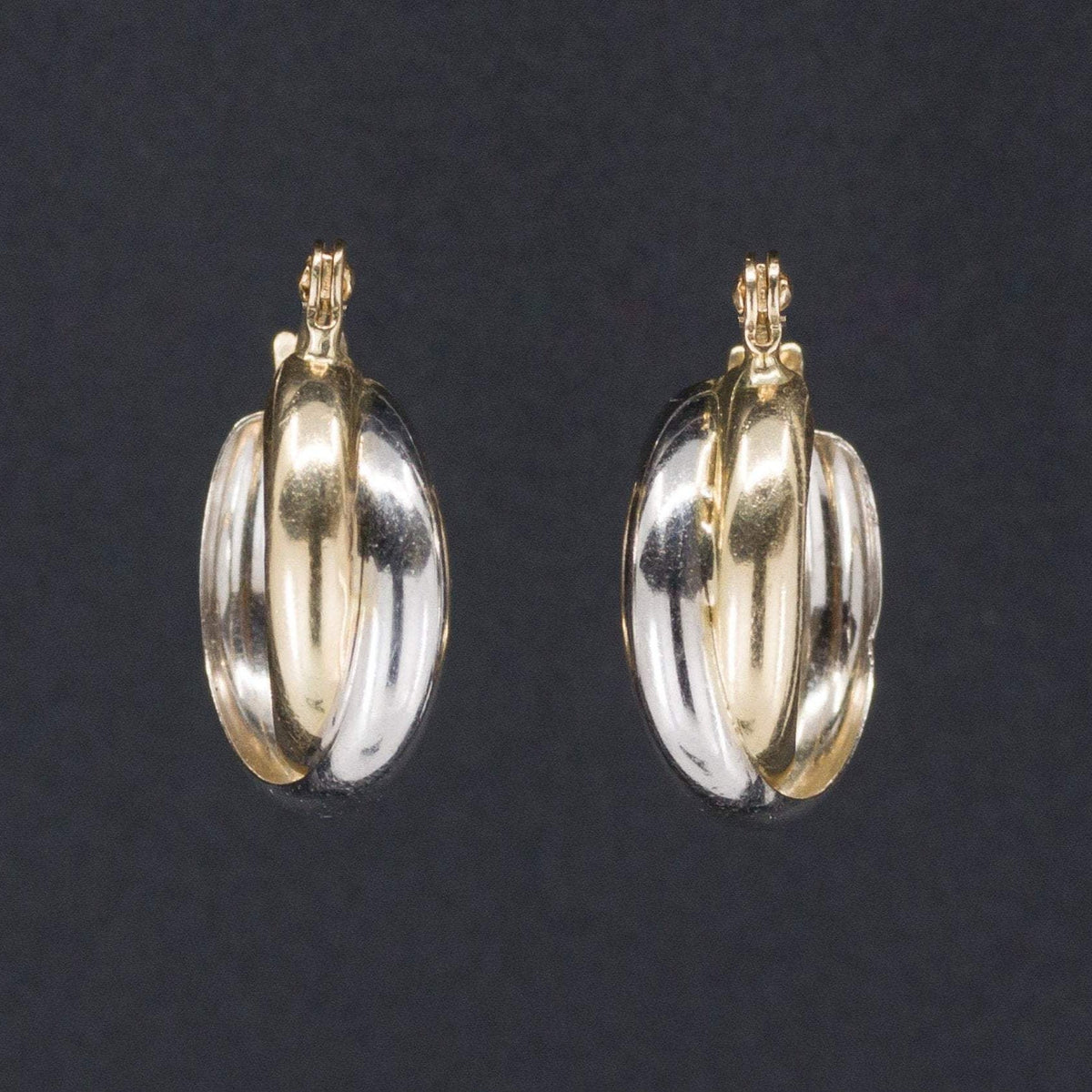 Vintage 14k Gold Earrings | Yellow &amp; White Gold Hoop Earrings - Trademark Antiques