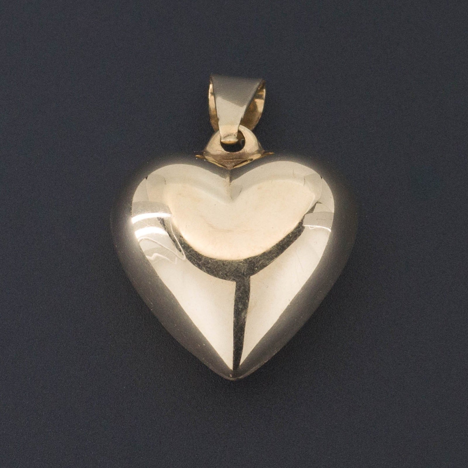 Vintage 14k Gold Flower Heart Pendant | 14k Gold Heart Pendant - Trademark Antiques