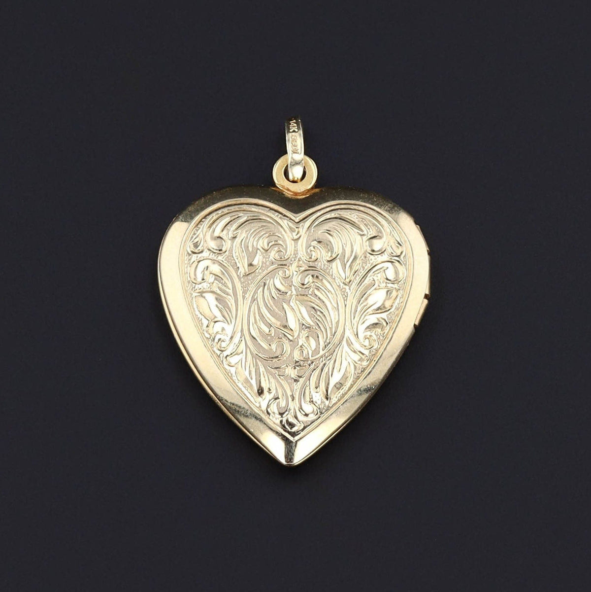 Vintage 14k Gold Flower Locket | 14k Gold Heart Locket - Trademark Antiques