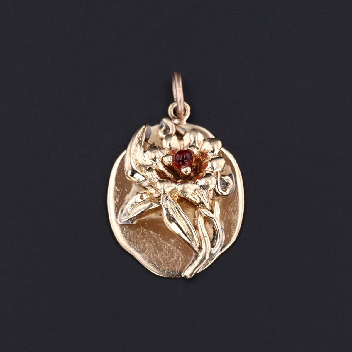 Vintage 14k Gold Lily Pendant | 14k Gold Flower Pendant - Trademark Antiques