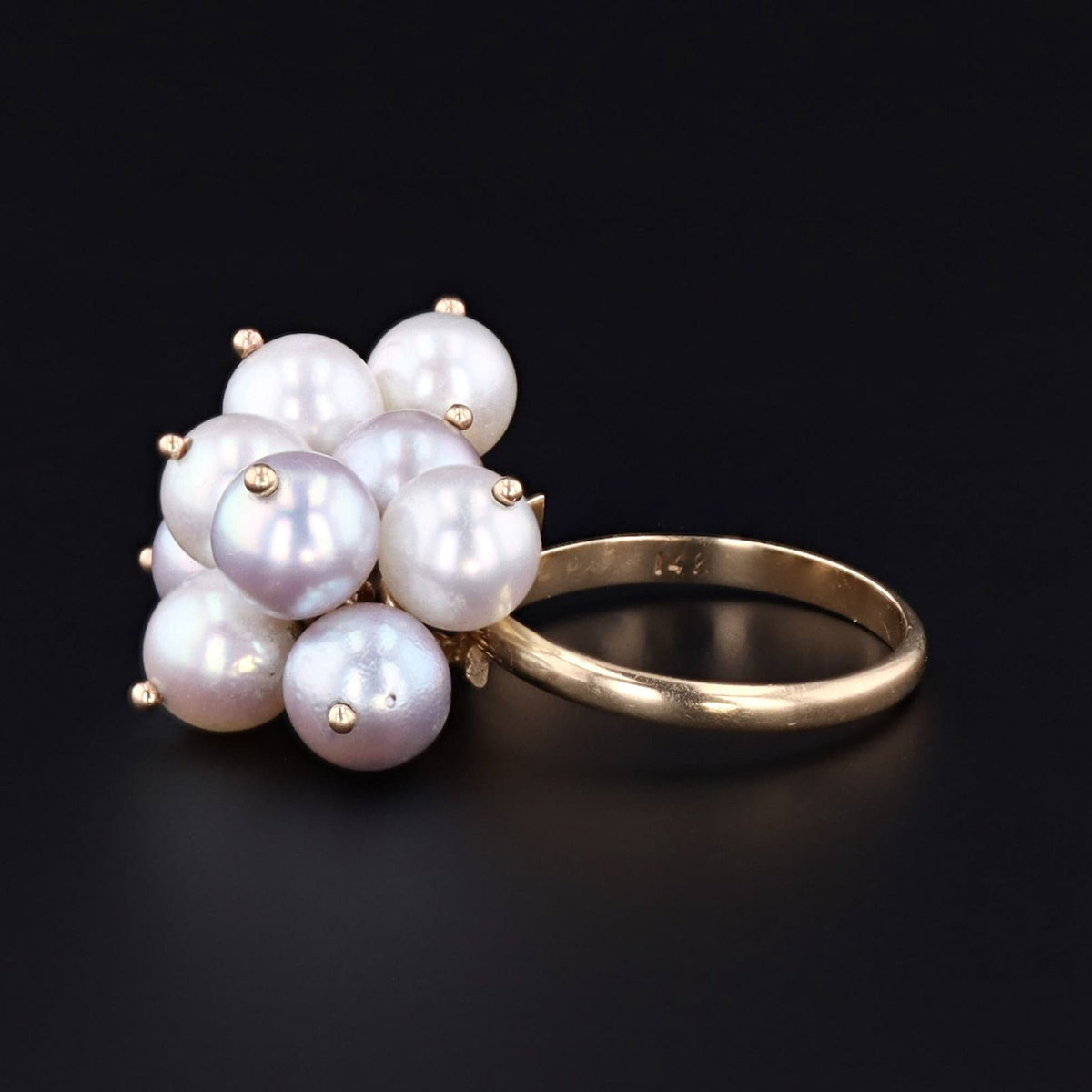 Vintage 14k Gold Pearl Ring | Akoya Pearl Ring - Trademark Antiques