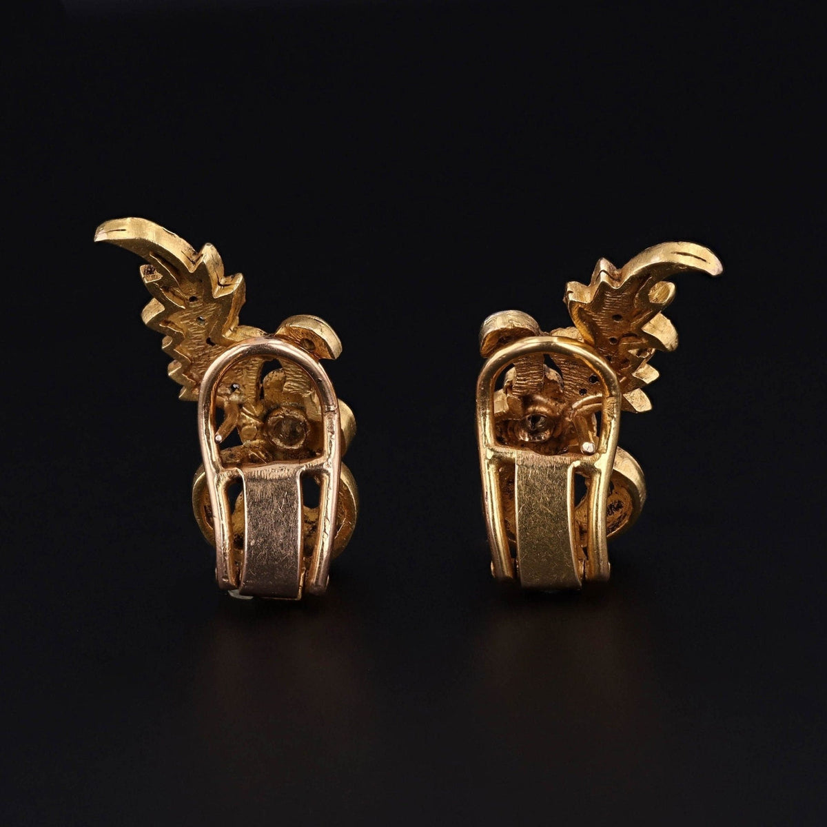 Vintage 18k Gold &amp; Diamond Earrings | French Earrings - Trademark Antiques