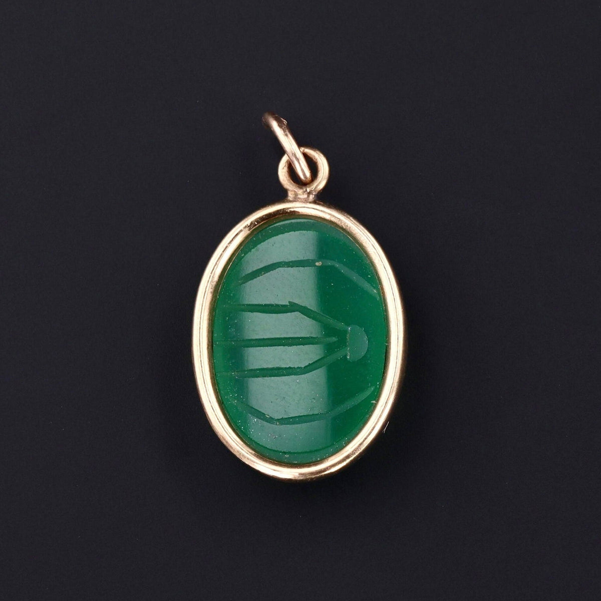 Vintage Agate Scarab Charm 14k Gold - Trademark Antiques