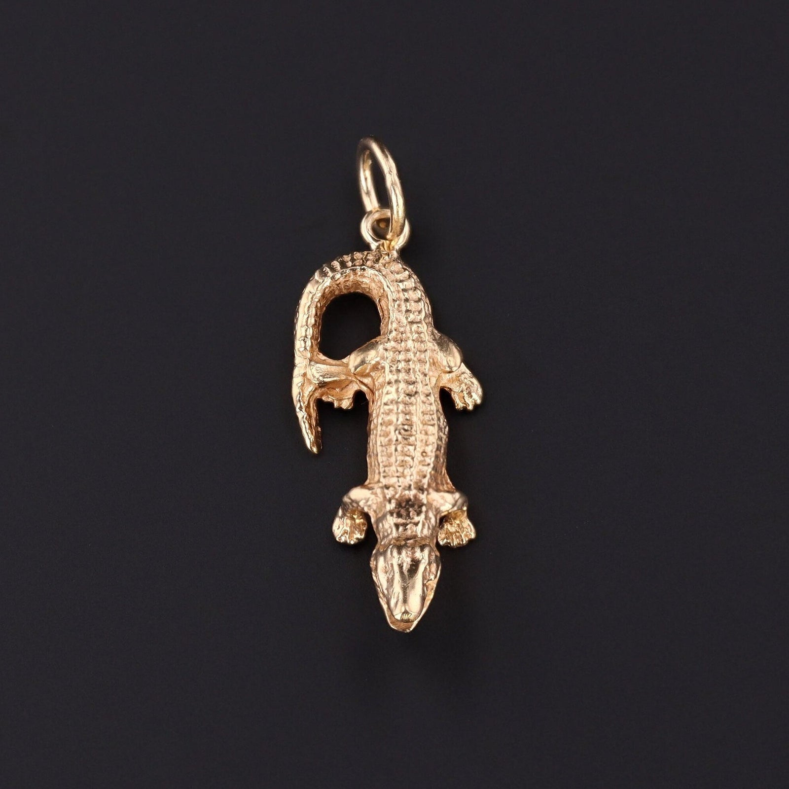 Vintage Alligator Charm of 14k Gold - Trademark Antiques