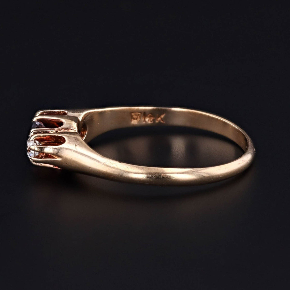 Vintage Amethyst and Diamond Ring of 14k Gold - Trademark Antiques