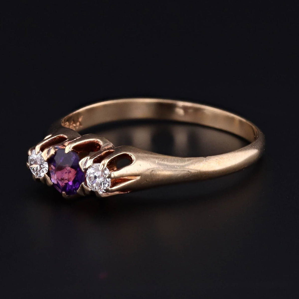 Vintage Amethyst and Diamond Ring of 14k Gold - Trademark Antiques