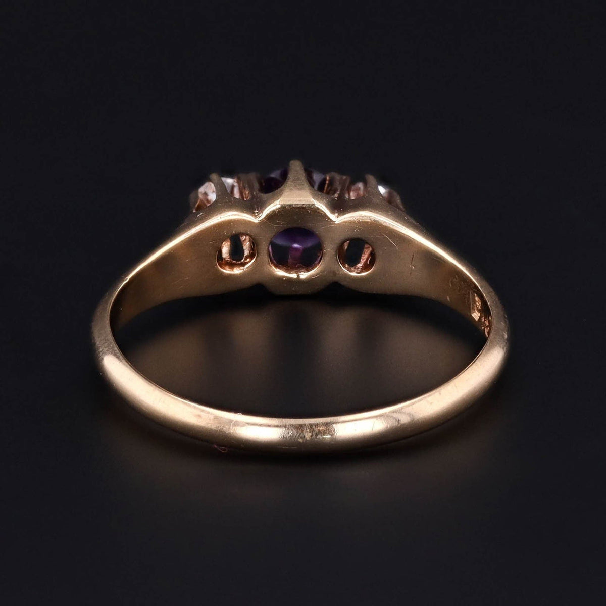 Vintage Amethyst and Diamond Ring of 14k Gold - Trademark Antiques