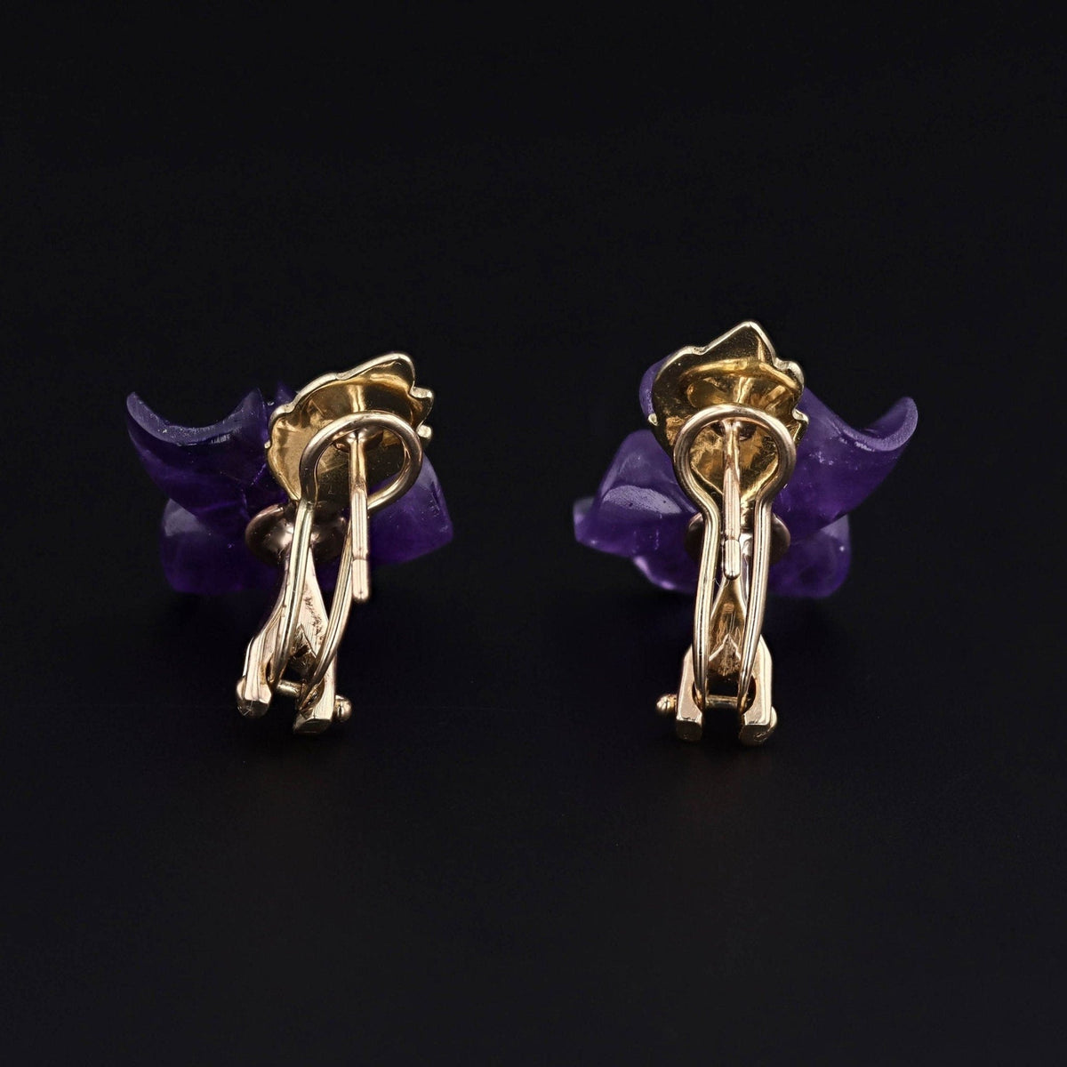 Vintage Amethyst Flower Conversion Earrings of 14k Gold - Trademark Antiques
