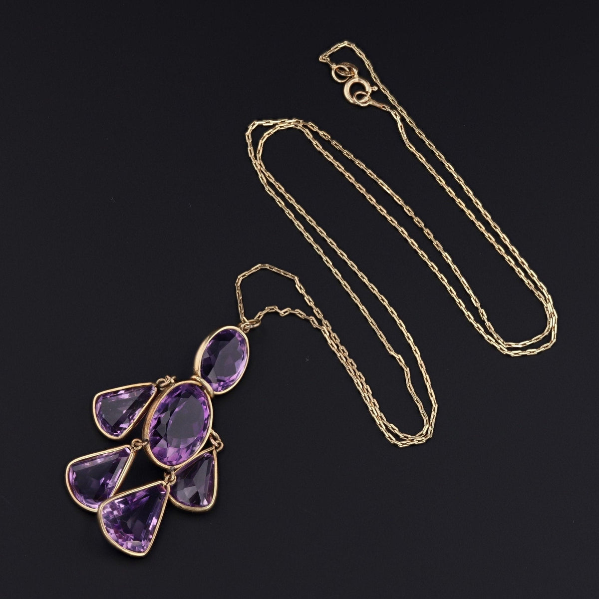 Vintage Amethyst Pendant | 14k Gold &amp; Amethyst Moveable Person Pendant - Trademark Antiques