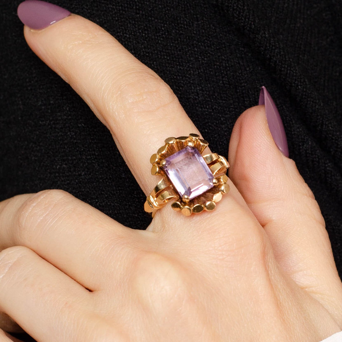 Vintage Amethyst Ring | 14k Gold Amethyst Ring - Trademark Antiques