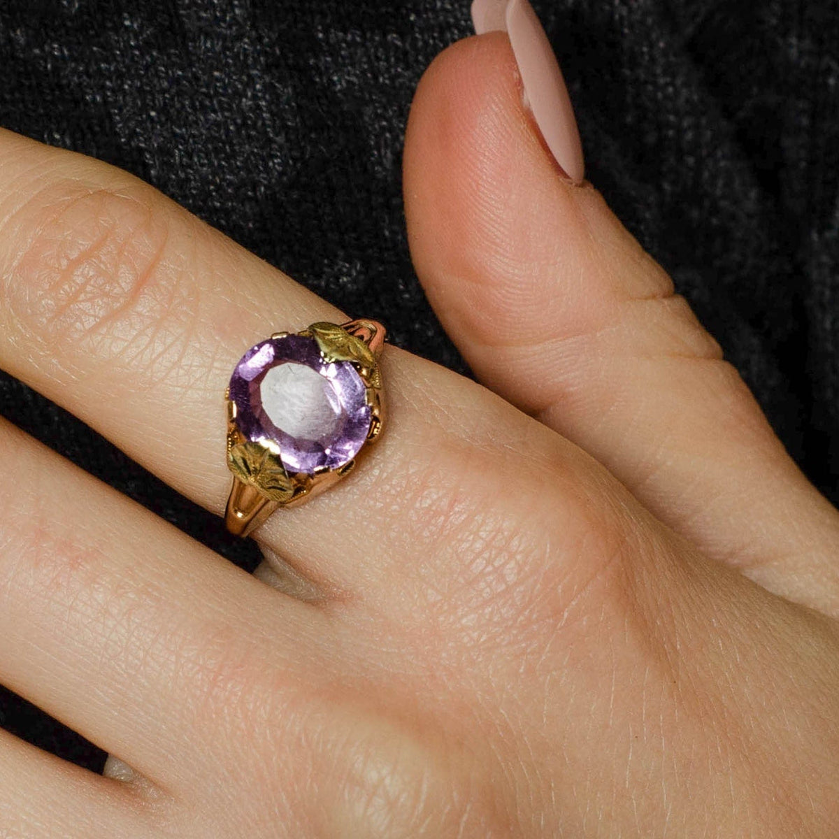 Vintage Amethyst Statement Ring of 10k Gold - Trademark Antiques