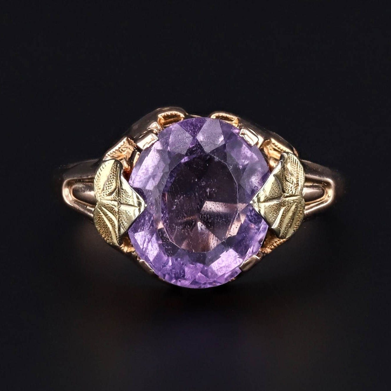 Vintage Amethyst Statement Ring of 10k Gold - Trademark Antiques