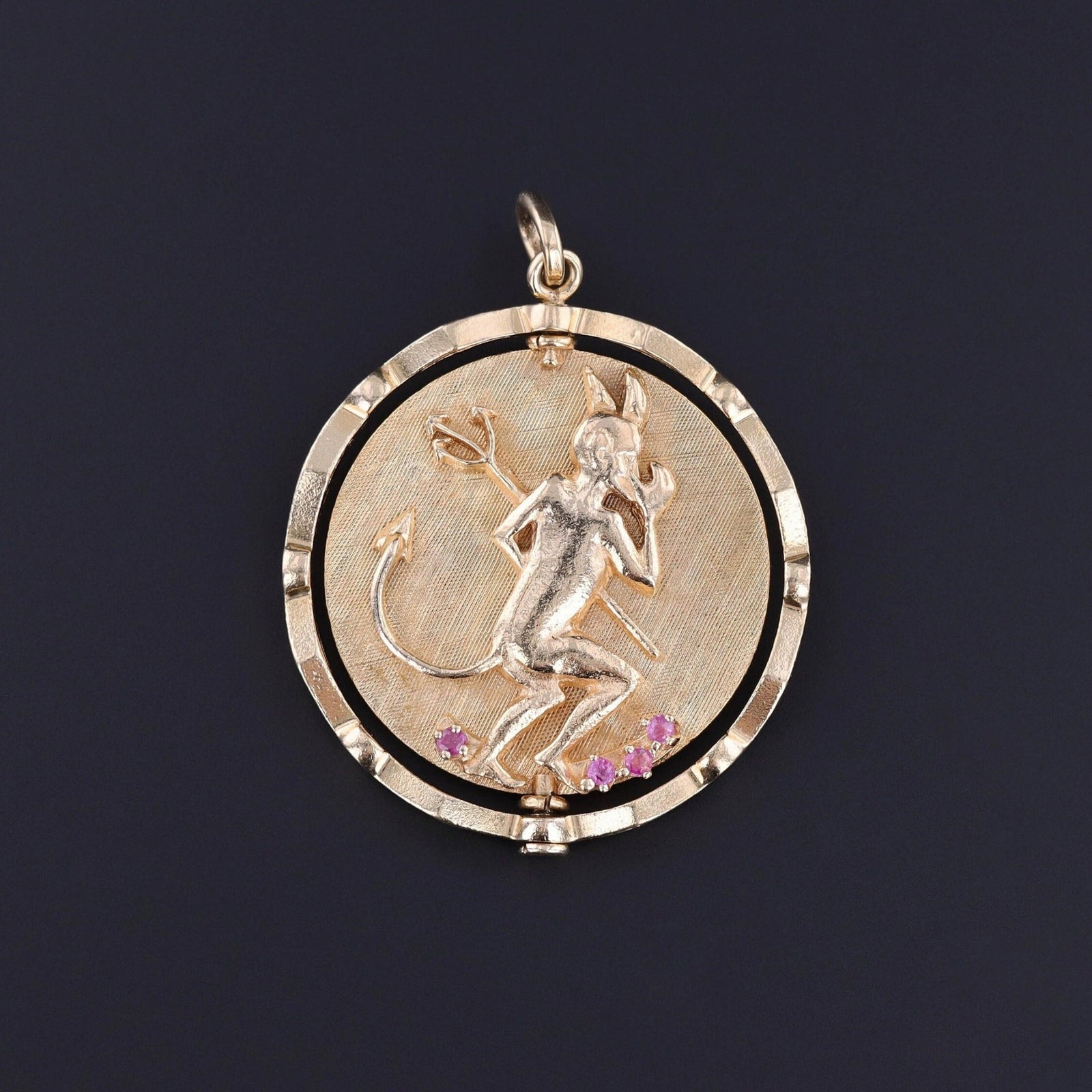 Vintage Angel and Devil Spinner Pendant of 14k Gold - Trademark Antiques