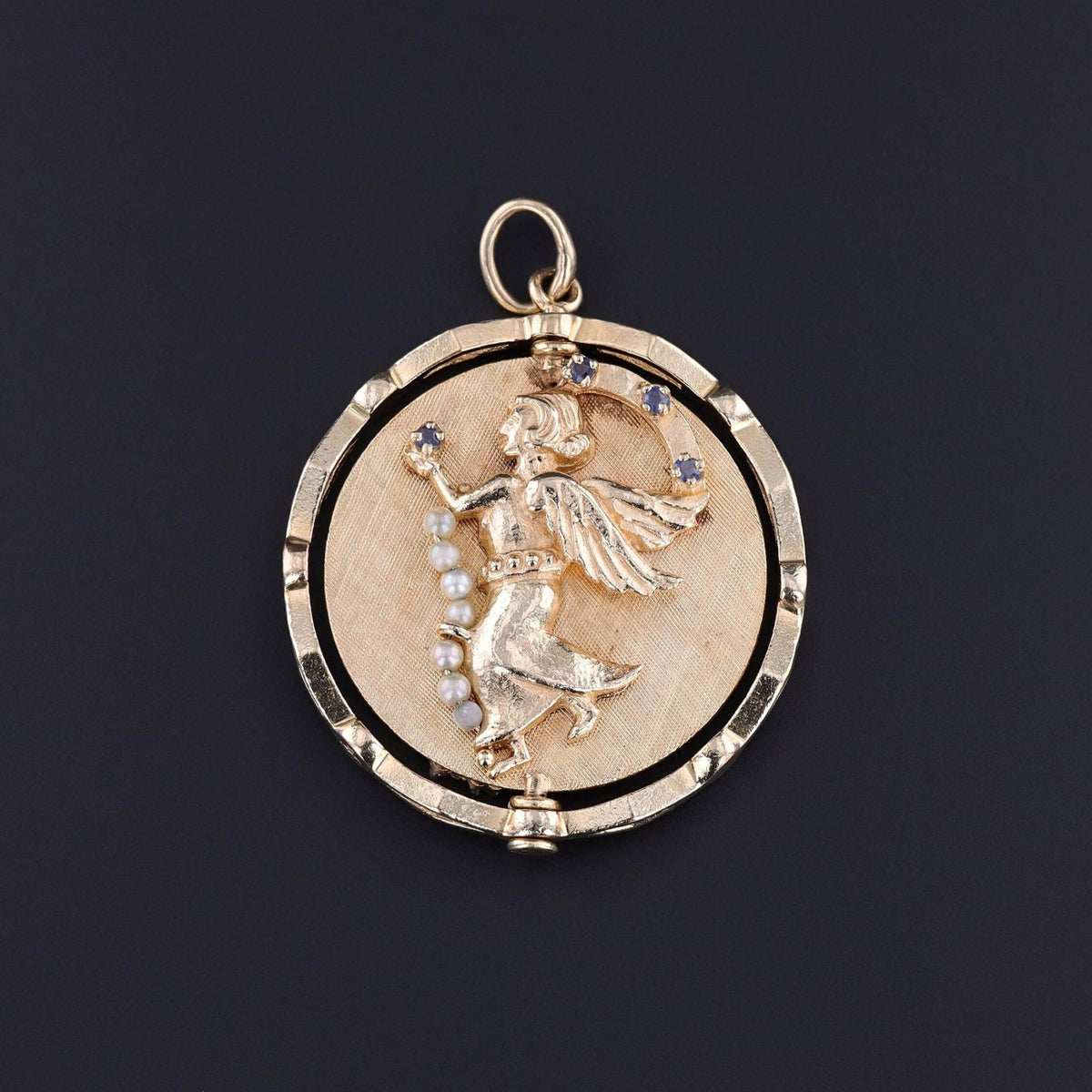 Vintage Angel and Devil Spinner Pendant of 14k Gold - Trademark Antiques