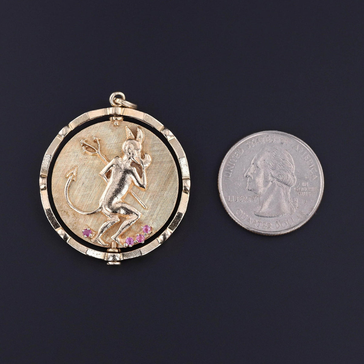 Vintage Angel and Devil Spinner Pendant of 14k Gold - Trademark Antiques