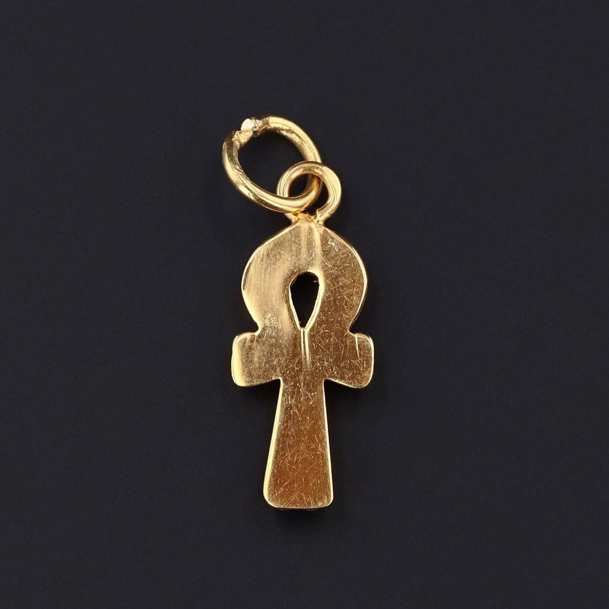 Vintage Ankh Charm | 18k Gold &amp; Turquoise - Trademark Antiques