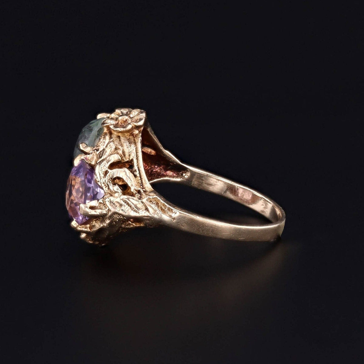 Vintage Aquamarine and Amethyst Toi et Moi Ring of 14k Gold - Trademark Antiques