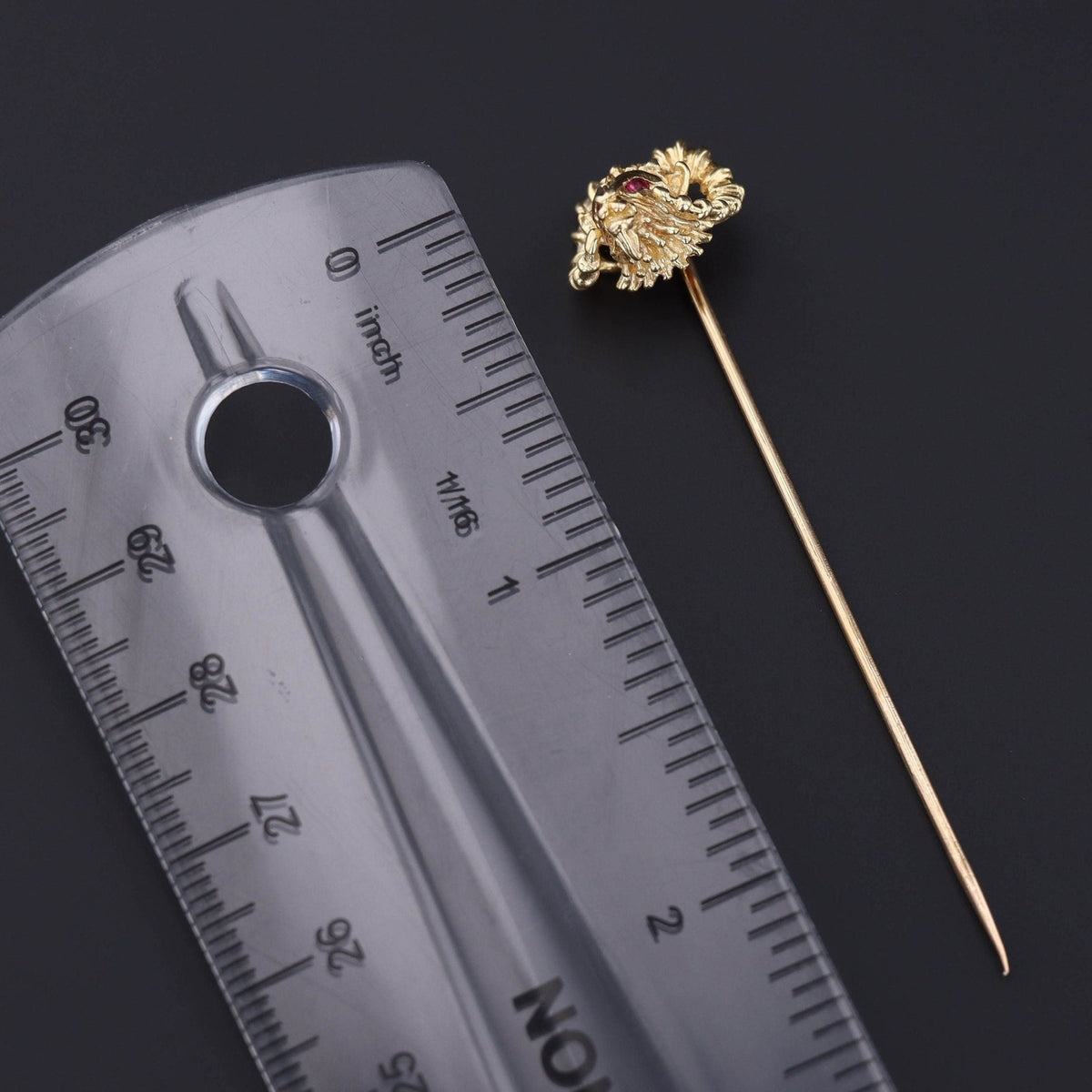 Vintage Aries Ram with Rubies Stick Pin of 14k Gold - Trademark Antiques