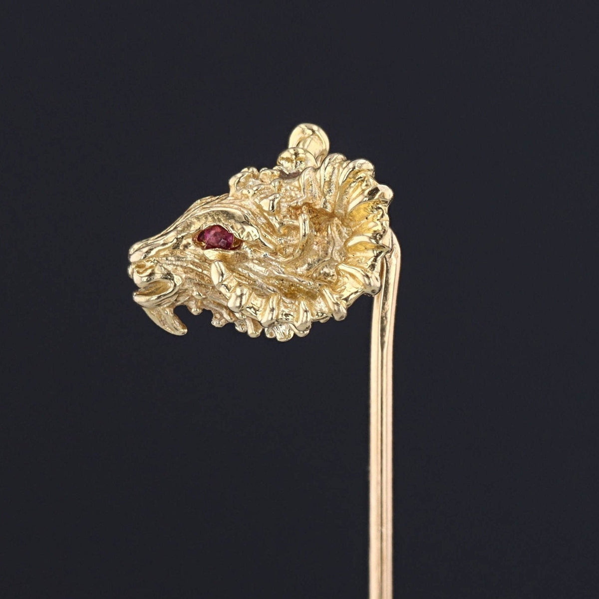 Vintage Aries Ram with Rubies Stick Pin of 14k Gold - Trademark Antiques