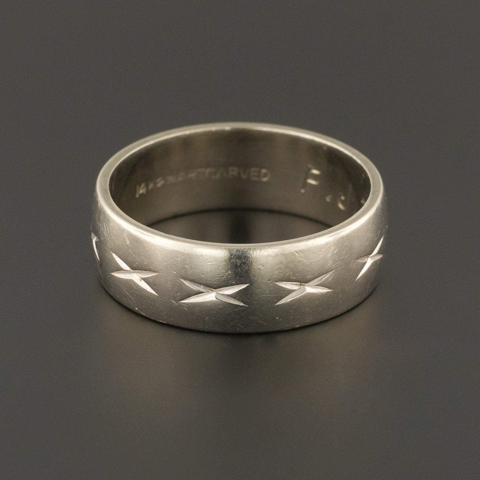 Vintage Art Deco 14k Gold Wedding Band | 14k Band - Trademark Antiques