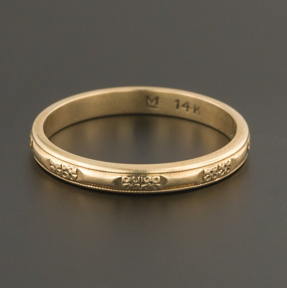 Vintage Art Deco 14k Gold Wedding Band | Vintage Band - Trademark Antiques