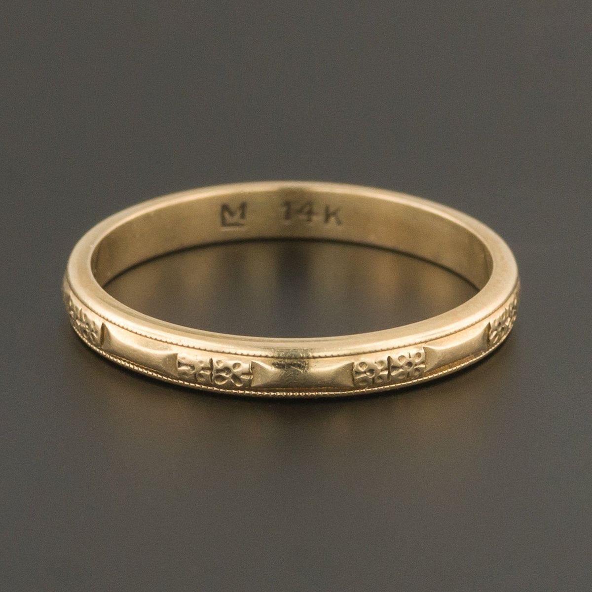 Vintage Art Deco 14k Gold Wedding Band | Vintage Band - Trademark Antiques
