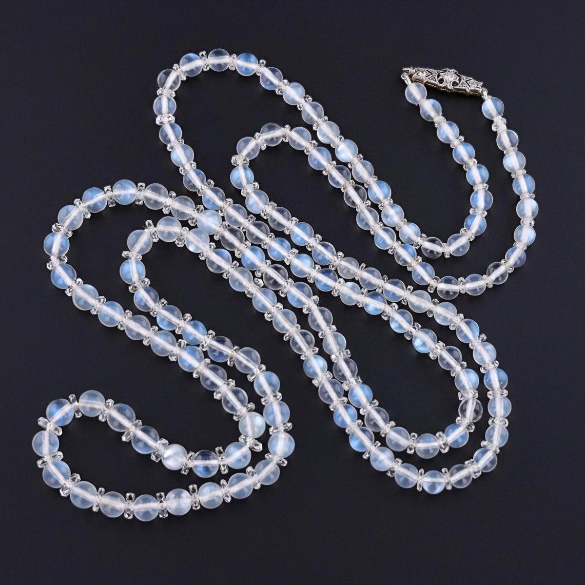 Vintage Art Deco Moonstone Bead Necklace - Trademark Antiques
