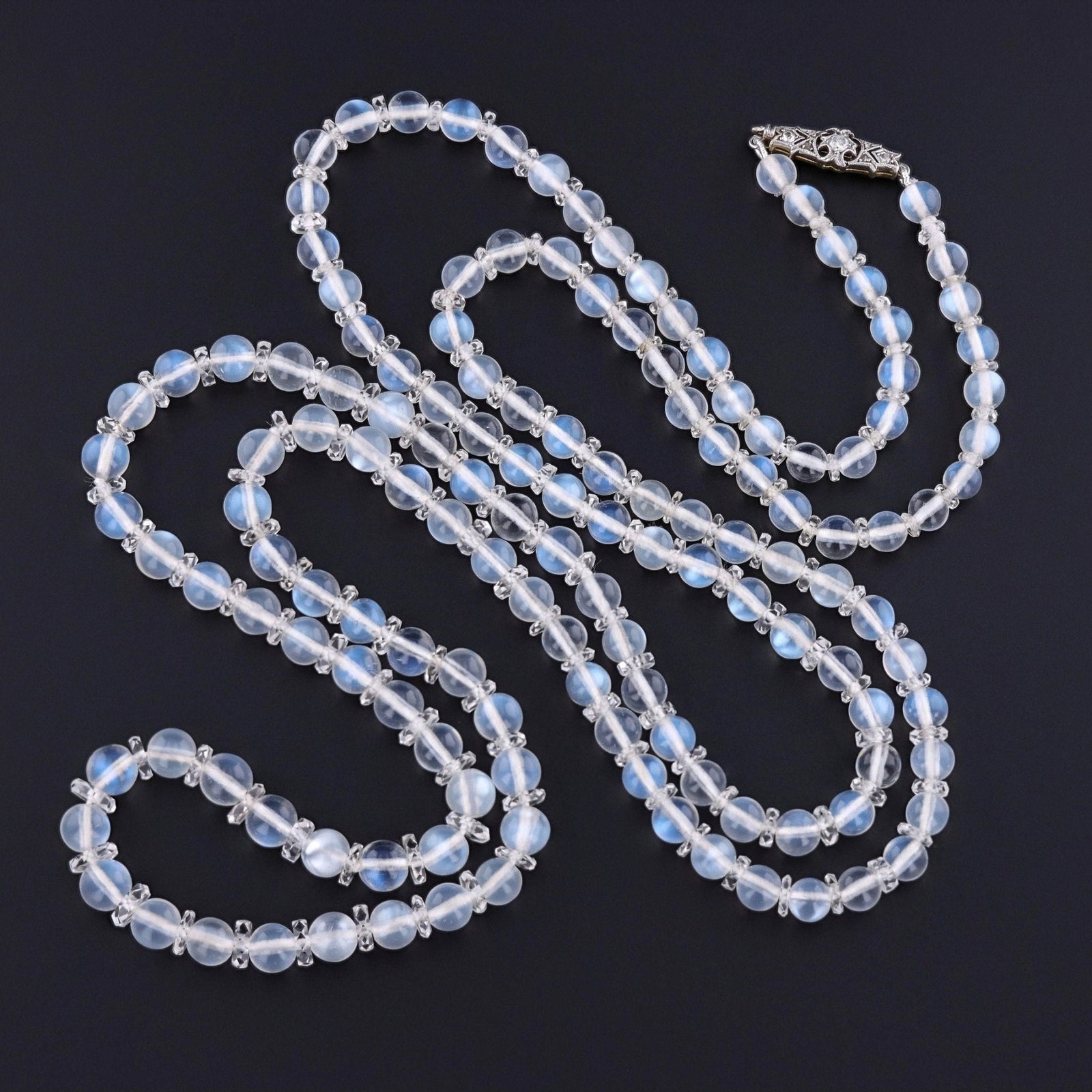 Vintage Art Deco Moonstone Bead Necklace - Trademark Antiques