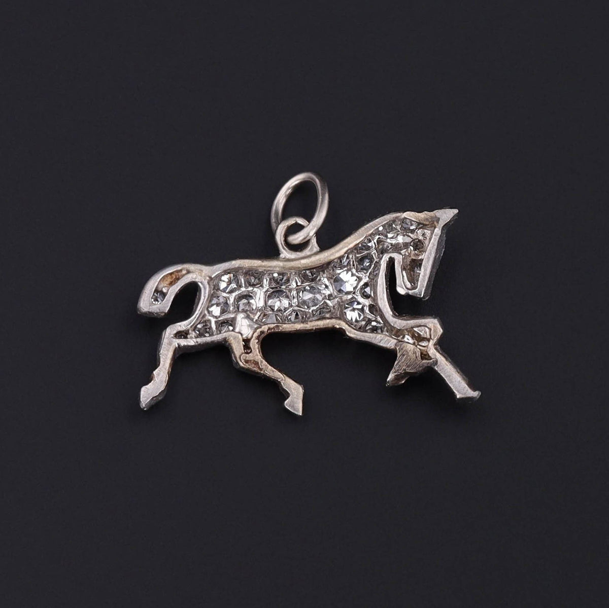 Vintage Art Deco Platinum and Diamond Horse Charm Perfect for an Equestrian or Horse Lover - Trademark Antiques