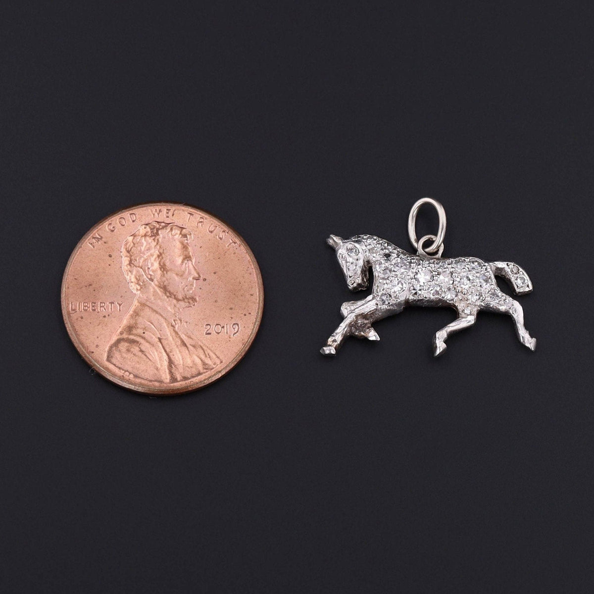 Vintage Art Deco Platinum and Diamond Horse Charm Perfect for an Equestrian or Horse Lover - Trademark Antiques