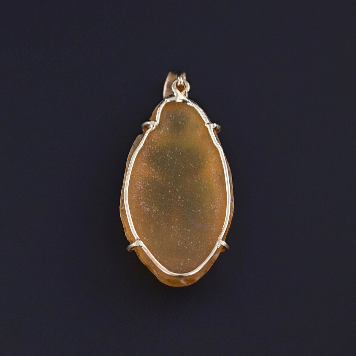 Vintage Art Glass Scarab Pendant of 14k Gold - Trademark Antiques