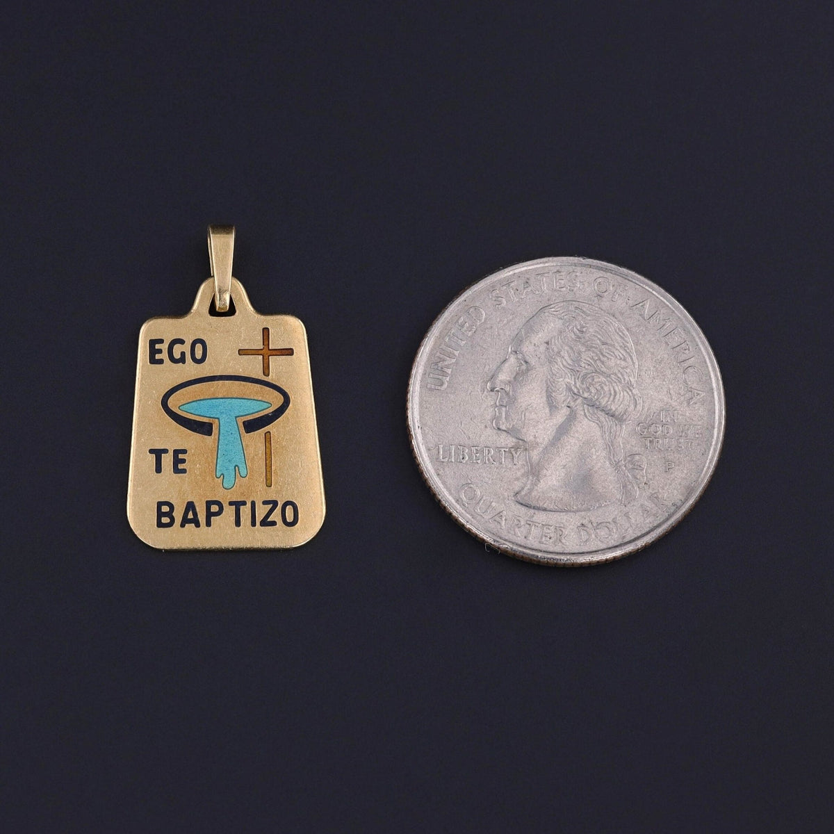 Vintage Baptism Pendant of 18k Gold - Trademark Antiques