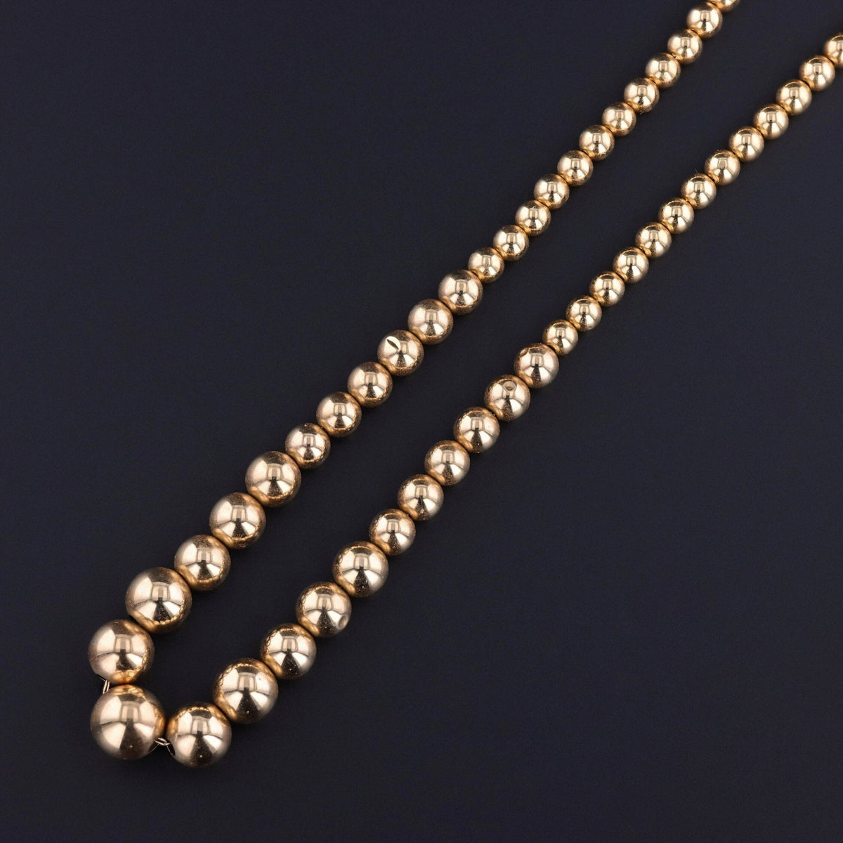 Vintage Bead Necklace of 14k Gold - Trademark Antiques