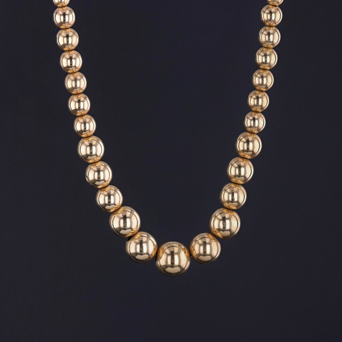 Vintage Bead Necklace of 14k Gold - Trademark Antiques