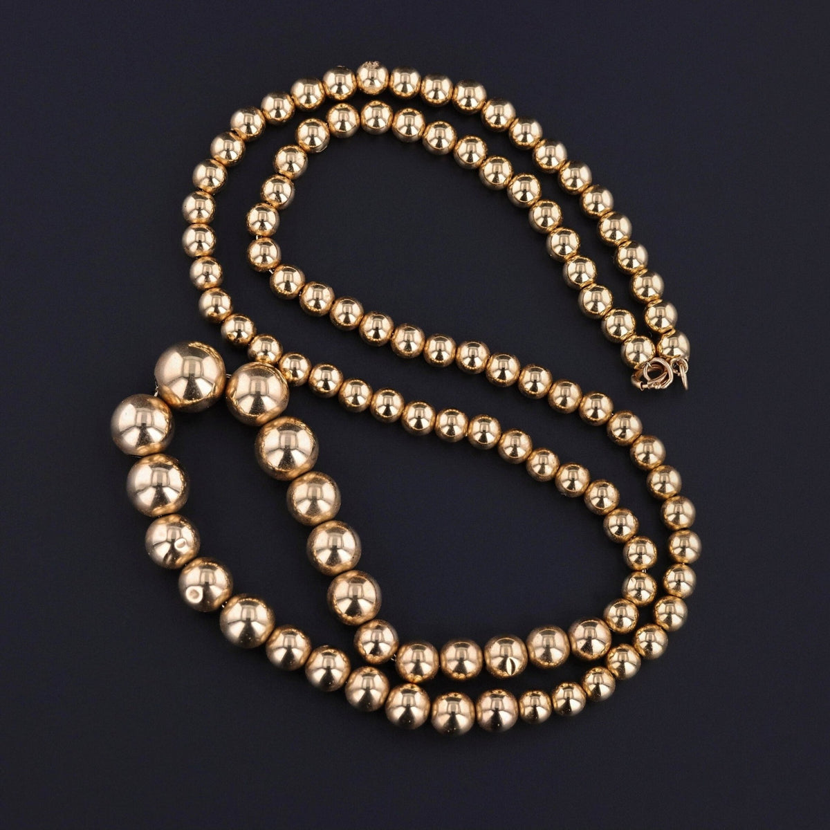 Vintage Bead Necklace of 14k Gold - Trademark Antiques