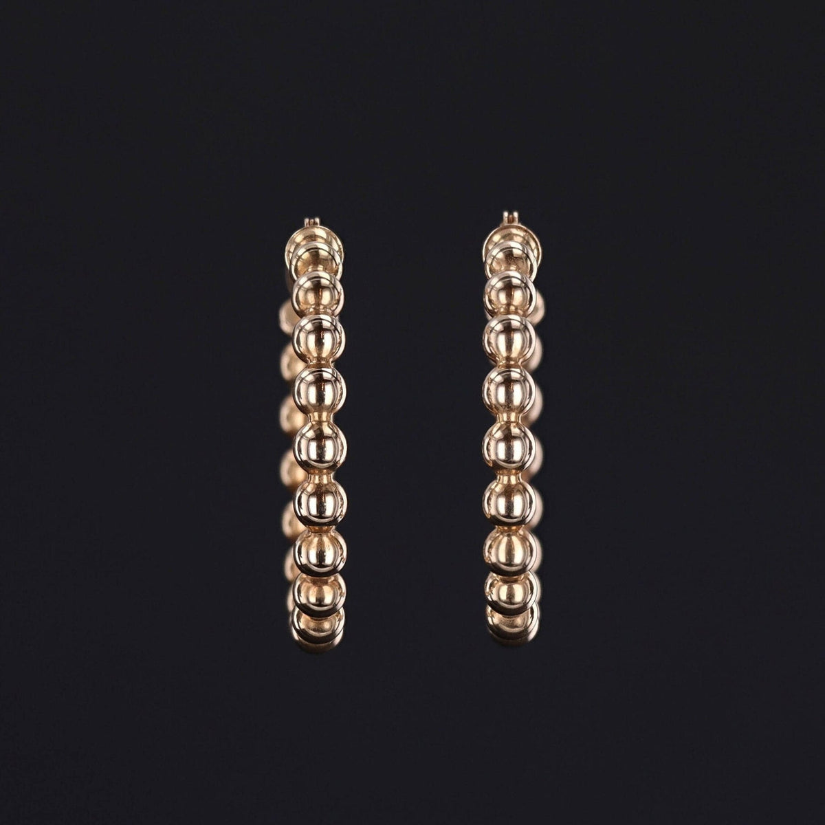 Vintage Beaded Hoops of 14k Gold - Trademark Antiques