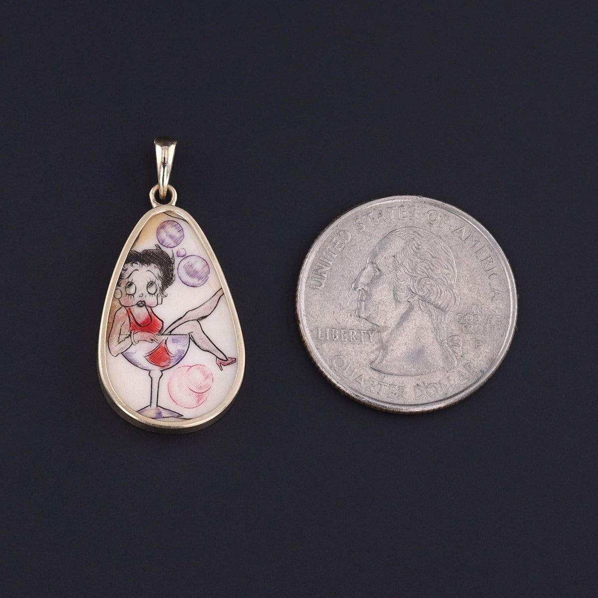 Vintage Betty Boop Pendant of 14k Gold - Trademark Antiques