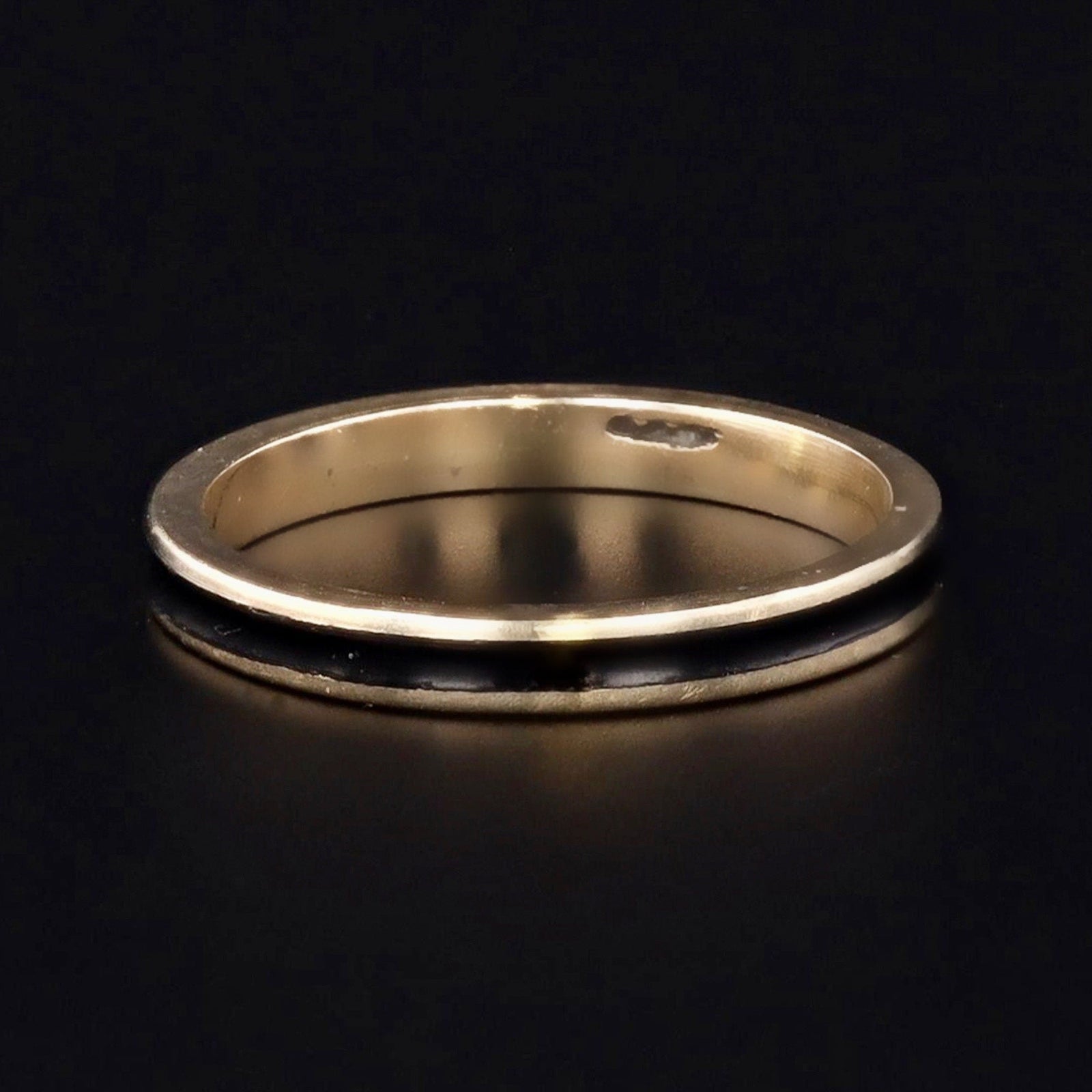 Vintage Black Enamel Stacking Ring of 14k Gold - Trademark Antiques