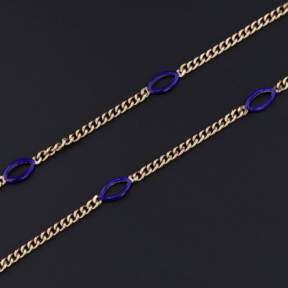 Vintage Blue Enamel 14k Gold Chain - Trademark Antiques