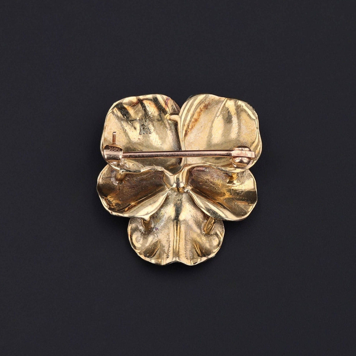 Vintage Blue Enamel Pansy Brooch of 14k Gold - Trademark Antiques