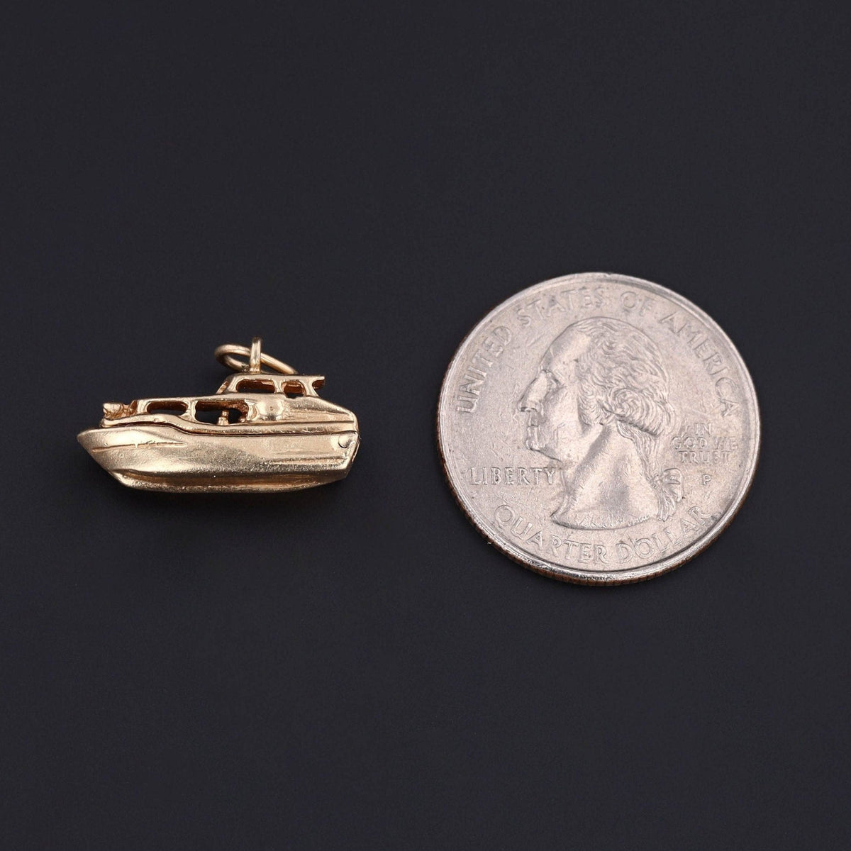Vintage Boat Charm | 14k Gold Charm - Trademark Antiques