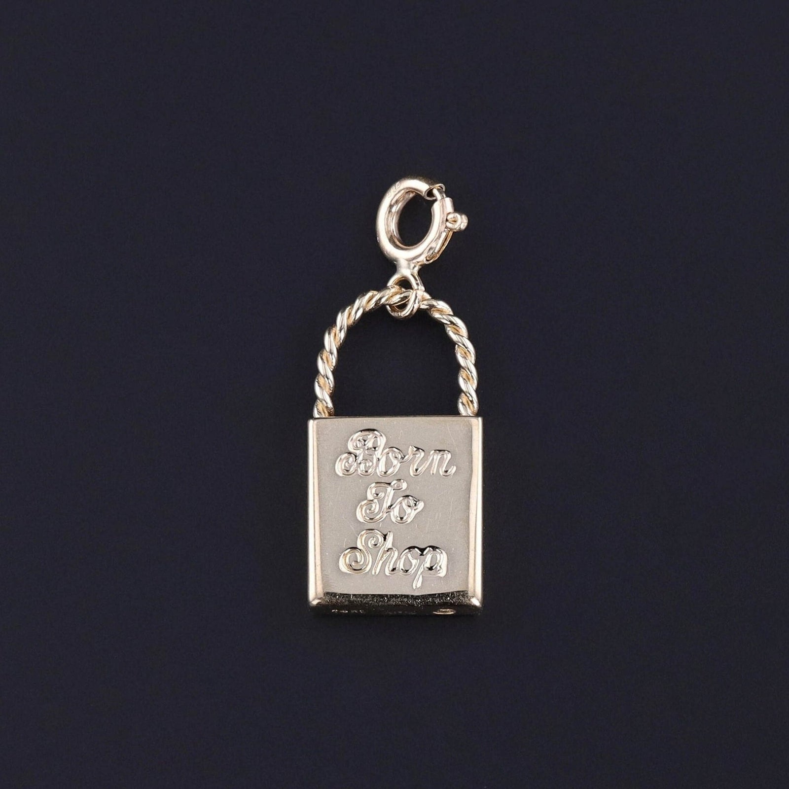 Vintage 'Born to Shop' Charm of 14k Gold - Trademark Antiques
