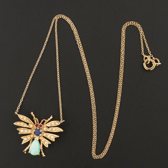 Vintage Bug Conversion Necklace of 14k Gold - Trademark Antiques
