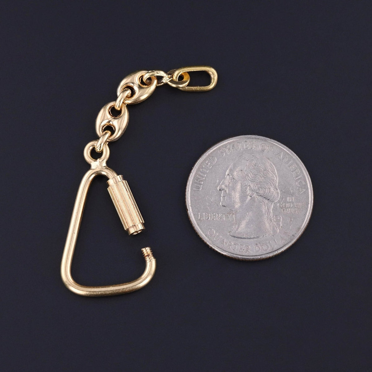 Vintage Carabiner Charm Holder of 18k Gold - Trademark Antiques