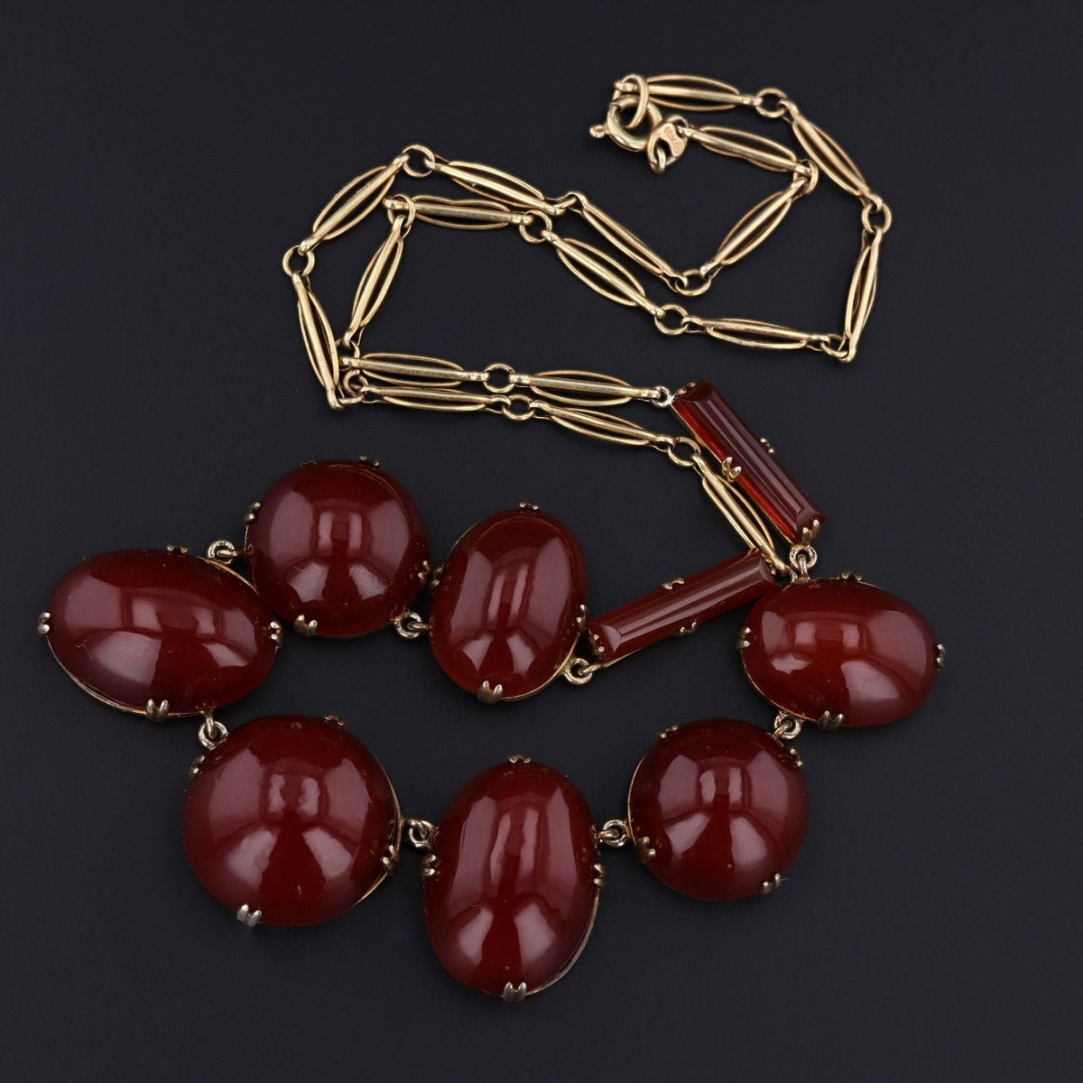 Vintage Carnelian Necklace of 14k Gold - Trademark Antiques