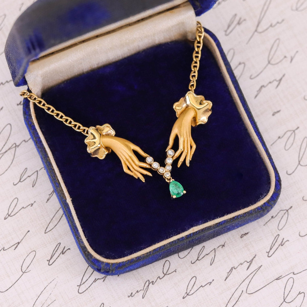 Vintage Carrera y Carrera Las Manos Collection Hand Necklace of 18k Gold - Trademark Antiques