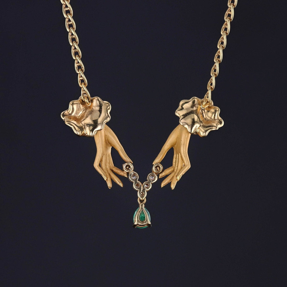 Vintage Carrera y Carrera Las Manos Collection Hand Necklace of 18k Gold - Trademark Antiques