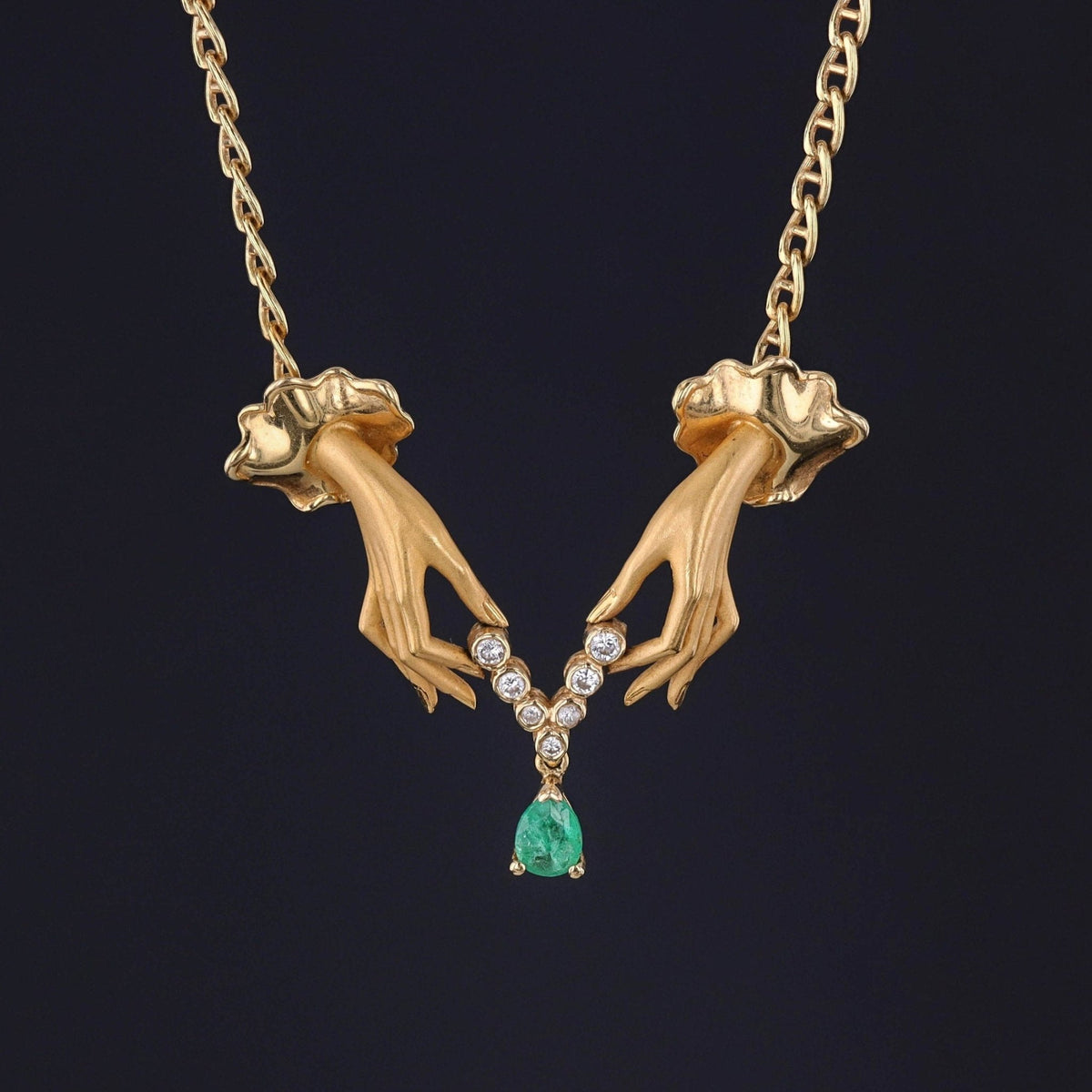 Vintage Carrera y Carrera Las Manos Collection Hand Necklace of 18k Gold - Trademark Antiques